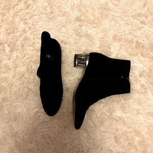 Town Shoes Suede Crystal Heel Ankle Booties